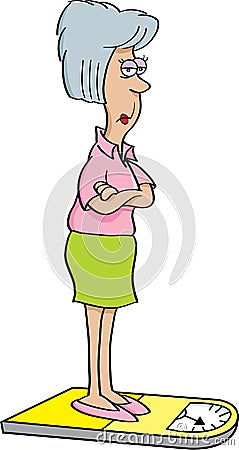 Cartoon angry women on a scale Vector Illustration