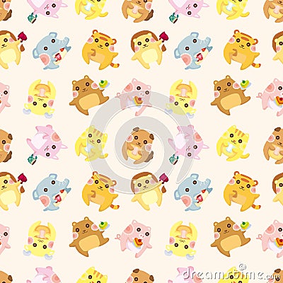 Cartoon animal Afternoon Tea time seamless pattern Vector Illustration