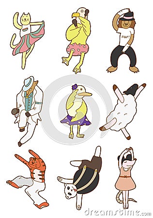 Cartoon animal dance icon Vector Illustration