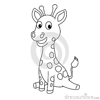 Cartoon animal illustration vector Giraffe black outline Vector Illustration
