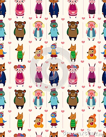 Cartoon animal seamless pattern Vector Illustration