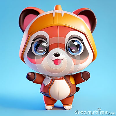 cartoon animal toy character 3D render cute puppy animal big eyes childish animated Stock Photo