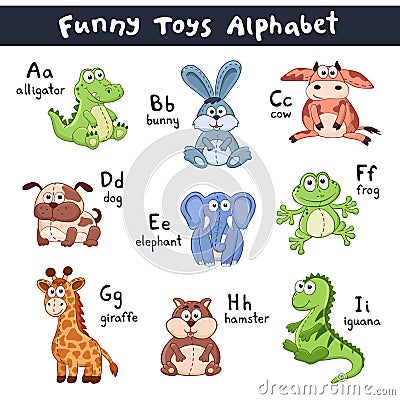 Cartoon animals alphabet Vector Illustration