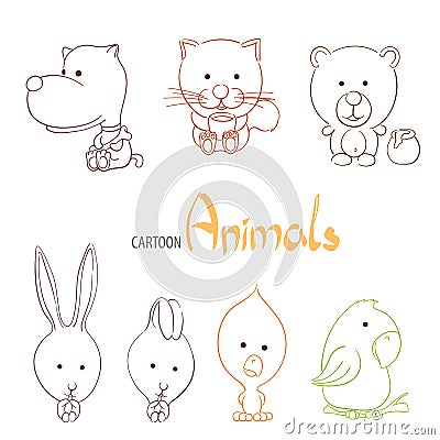 Cartoon animals set Vector Illustration