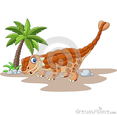 Cartoon ankylosaurus dinosaur on white background Vector Illustration