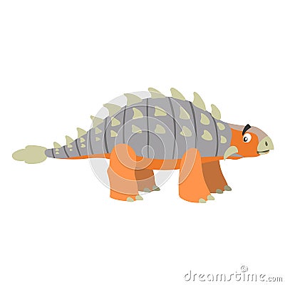 Cartoon ankylosaurus. Flat simple style herbivore dinosaur. Jurassic world animal. Vector illustration for kid education or party Vector Illustration