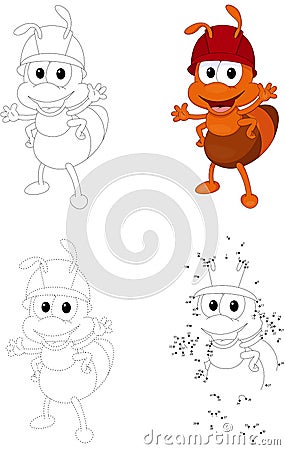 Cartoon ant. Dot to dot game for kids Vector Illustration