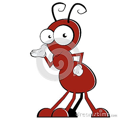 Cartoon ant with gloves Vector Illustration