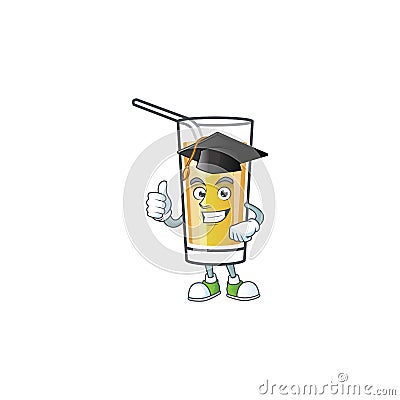 Cartoon apple cider with the character graduation hat Vector Illustration