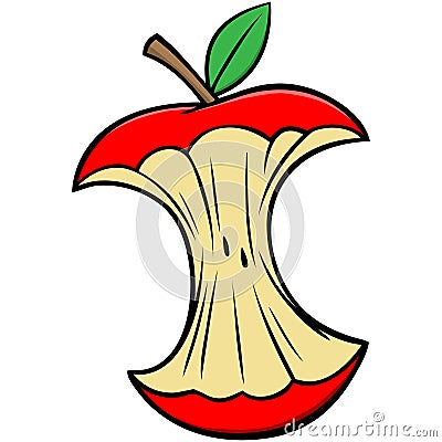 Cartoon Apple Core Vector Illustration