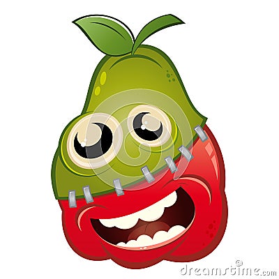 Cartoon apple and pear fruit Vector Illustration