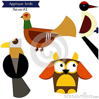 Cartoon applique birds. Stock Photo