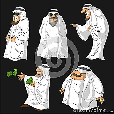 Cartoon Arab Sheikhs Vector Illustration