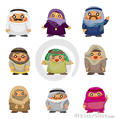 Cartoon Arabian people icons Vector Illustration