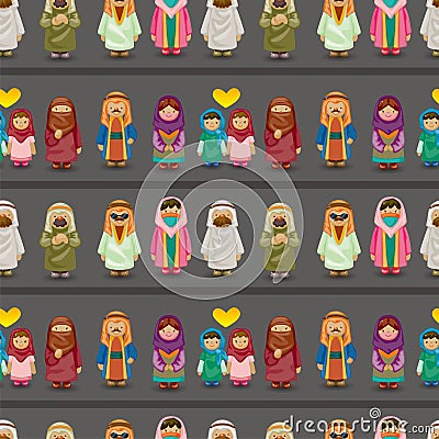 Cartoon Arabian people seamless pattern Vector Illustration