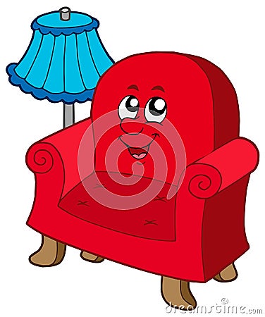 Cartoon armchair with lamp Vector Illustration