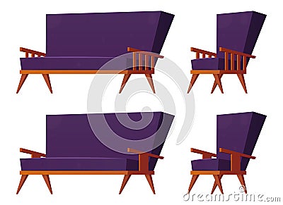 Cartoon armchair and sofa vector illustration Cartoon Illustration