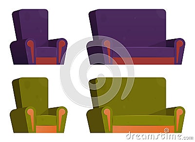 Cartoon armchair and sofa vector illustration Cartoon Illustration