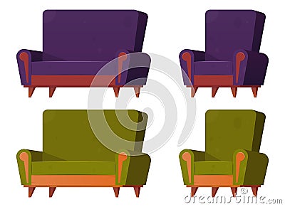 Cartoon armchair and sofa vector illustration Cartoon Illustration