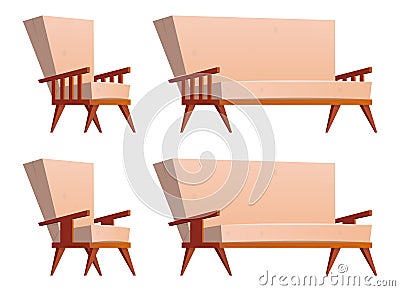 Cartoon armchair and sofa vector illustration Cartoon Illustration