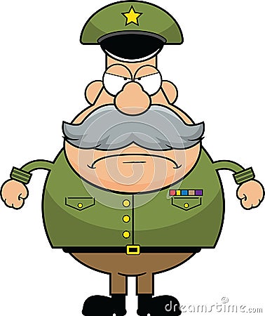 Cartoon Army General Grumpy Cartoon Illustration