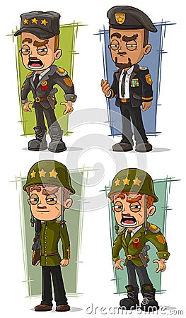 Cartoon army general with weapon character vector set Vector Illustration