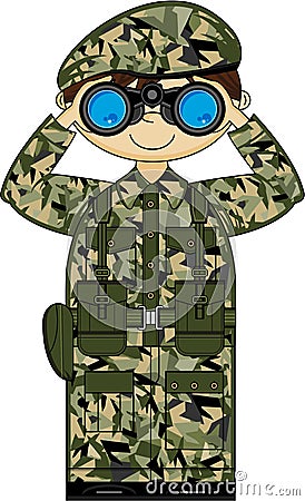Cartoon Army Soldier Vector Illustration