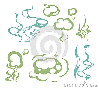 Cartoon aroma, smells, stench, water vapor steam clouds Vector Illustration