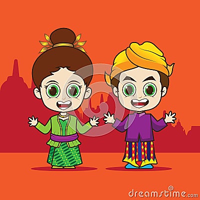 Cartoon Asean Indonesia Vector Illustration