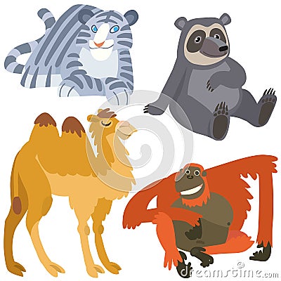 Cartoon asian animals set Stock Photo