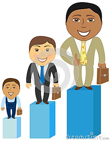 Cartoon asian, caucasian and afro american mens Vector Illustration