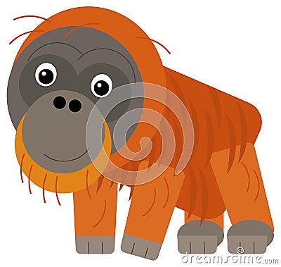 cartoon asian scene with asian animal monkey ape orangutan isolated illustration for children Cartoon Illustration