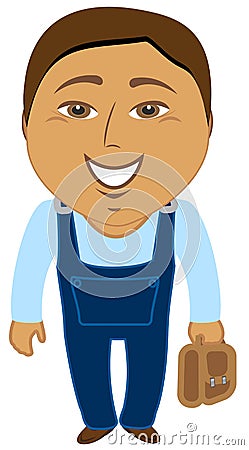 Cartoon asian worker Vector Illustration