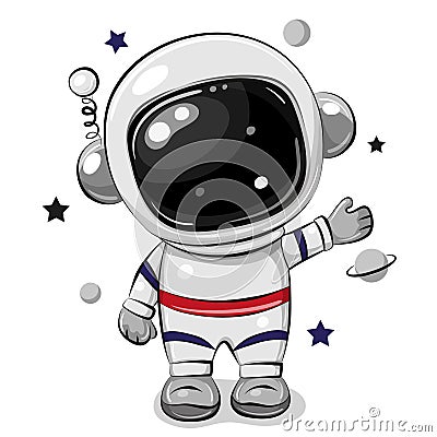 Cartoon astronaut isolated on a white background Vector Illustration