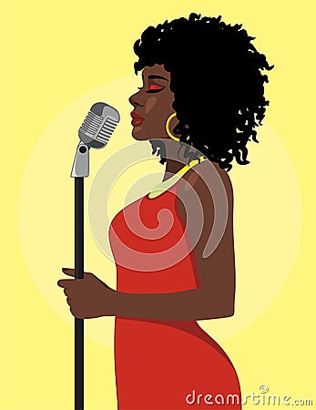 Cartoon Attractive Female Singer Concept Vector Illustration