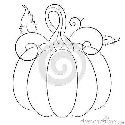 Cartoon Autumn Pumpkin Coloring Page Vector Illustration