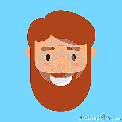 Cartoon avatar of smiling beard man, profile icon Vector Illustration