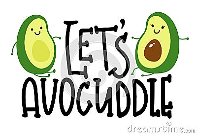 Cartoon avocado couple. Vector illustration for tshirt prints, card, poster Cartoon Illustration