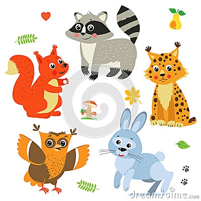 Cartoon Baby Animals Pack. Cute Vector Set. Vector Illustration