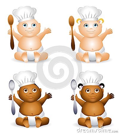 Cartoon Baby Chefs Hats Cartoon Illustration