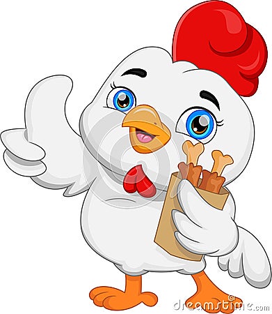 Cartoon baby chicken thumbs up Vector Illustration