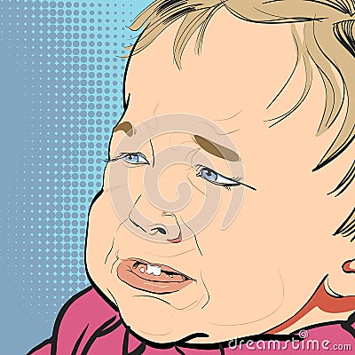 Cartoon Baby crying Vector Illustration