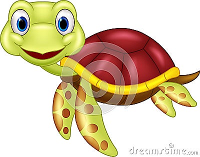 Cartoon baby cute turtle Vector Illustration