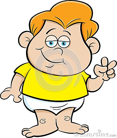 Cartoon baby in diapers. Vector Illustration