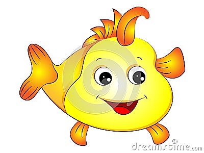 Cartoon Baby Gold Fish Vector Illustration