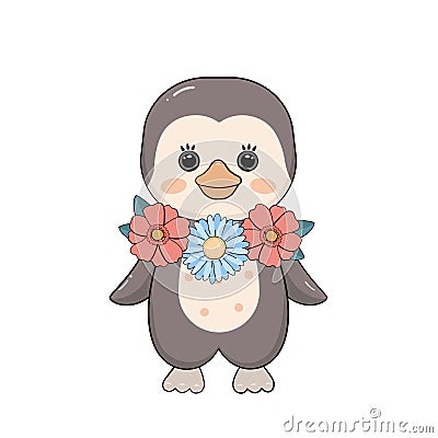 Cartoon baby penguin. Isolated vector illustration Vector Illustration