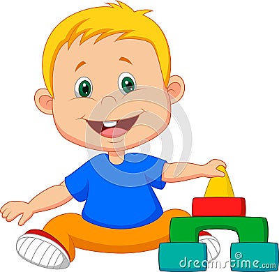 Cartoon Baby Is Playing With Educational Toys Royalty Free Stock Image ...