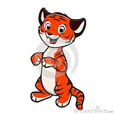 Cartoon Baby Tiger Cub Vector Illustration