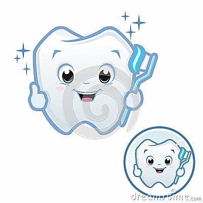 Cartoon Baby Tooth Vector Illustration