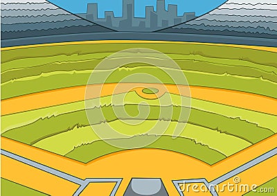 Cartoon background of baseball stadium. Stock Photo